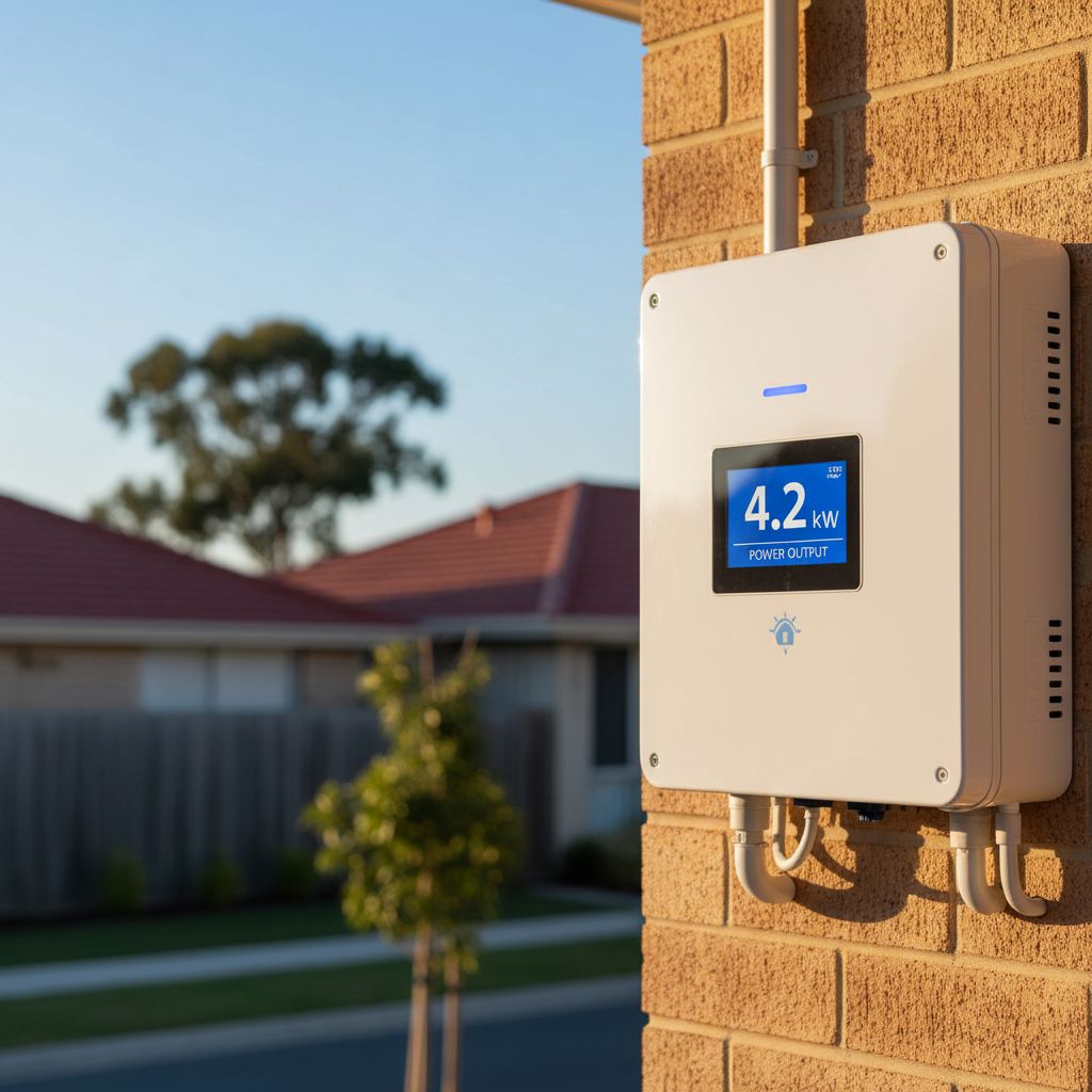 Solar inverter display showing live power output